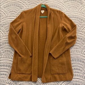J. Crew Factory Warm Brown Open-Front Sweater Blazer